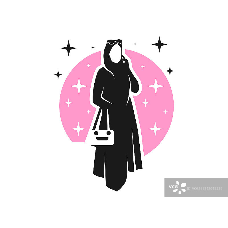戴头巾的时尚女性Logo设计图片素材