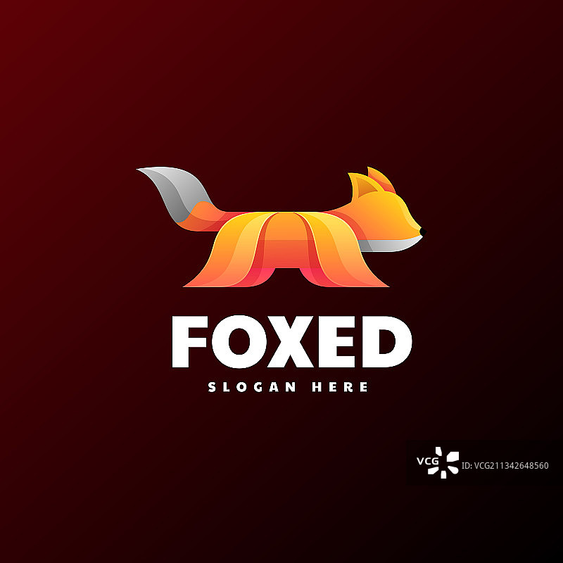 渐变彩色风格狐狸标志图片素材