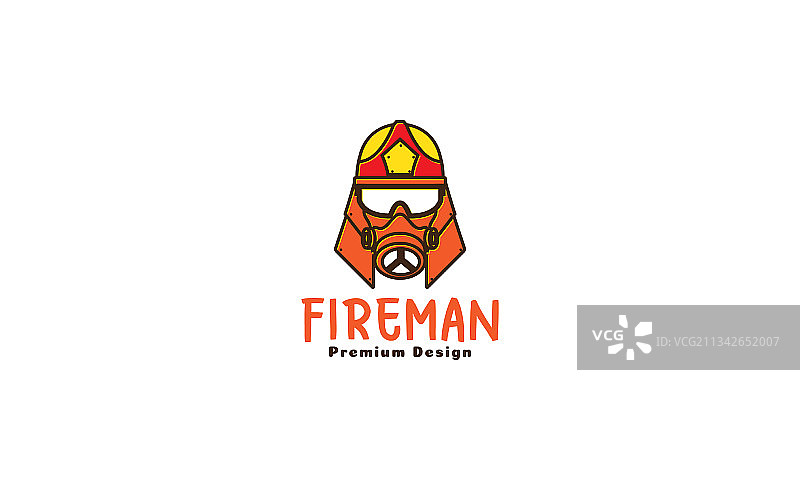 带有防烟面罩的抽象消防员Logo图片素材