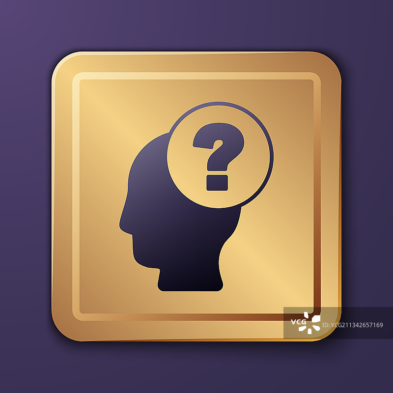 隔离的带问号图标的紫色人头图片素材
