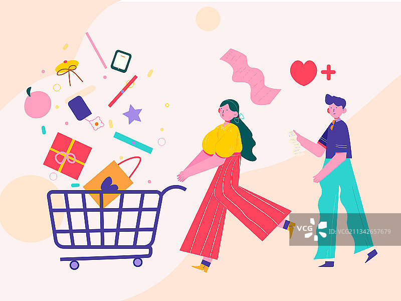 购物场景插画图片素材