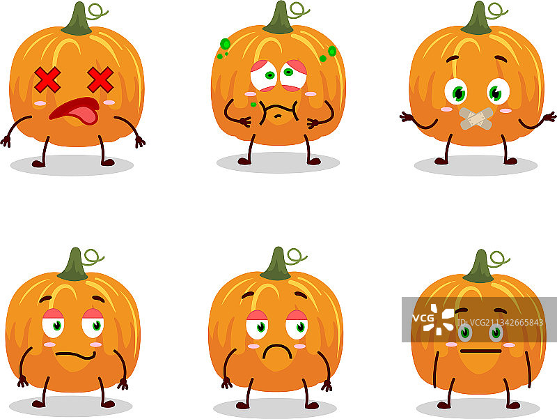 卡通南瓜角色，带有拒绝的表情图片素材