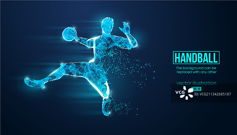 抽象轮廓线框手球图片素材