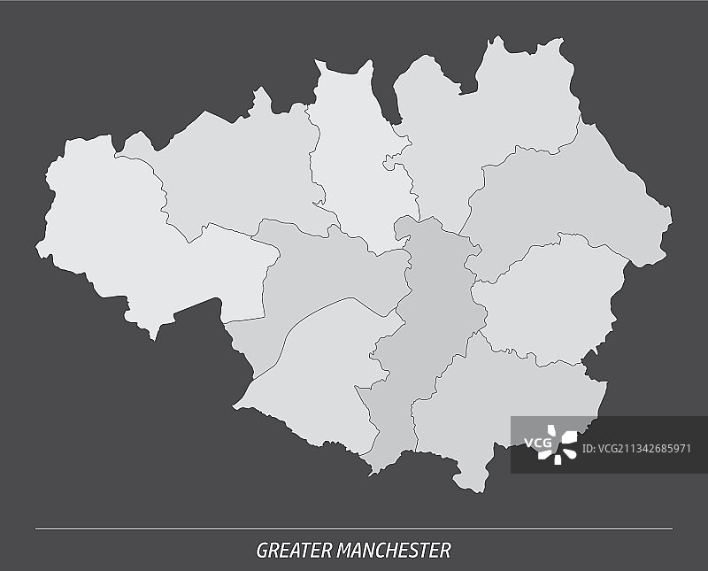大曼彻斯特行政地图图片素材