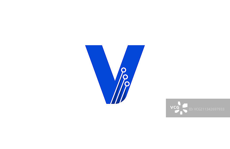 现代科技电路字母V标志图片素材