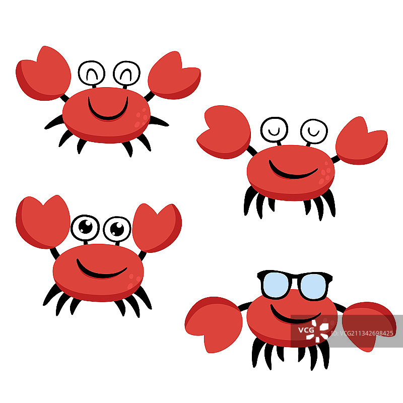 有趣的微笑螃蟹合集图片素材