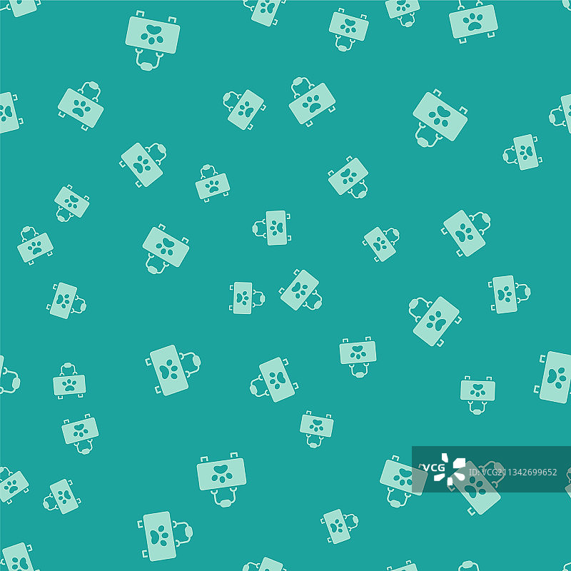 隔离的绿色宠物急救箱图标无缝连接图片素材