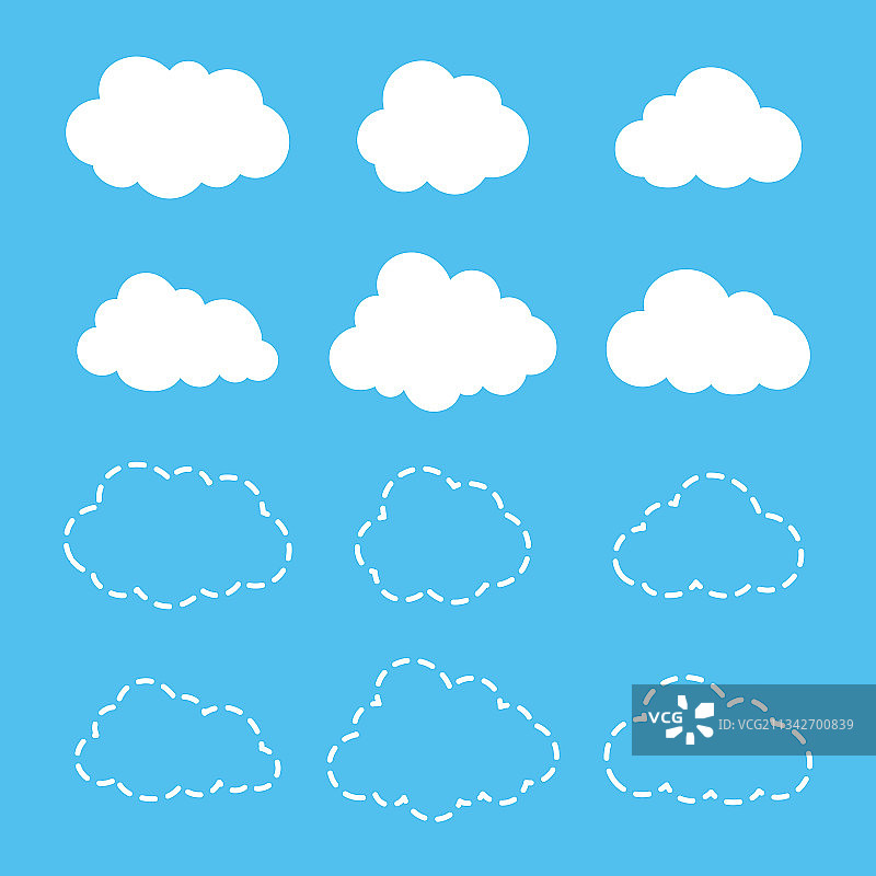 蓝色背景上的云轮廓图标自然符号图片素材