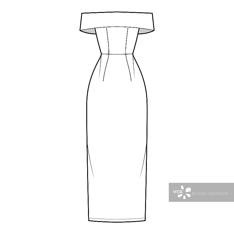 露肩款式的时尚连衣裙设计图片素材