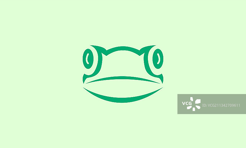 现代造型绿色青蛙头像微笑标志符号图片素材