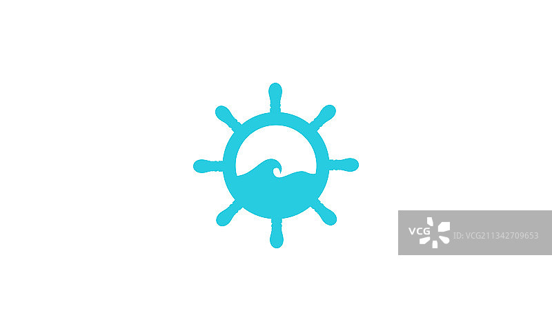 彩色方向盘船波浪Logo图片素材