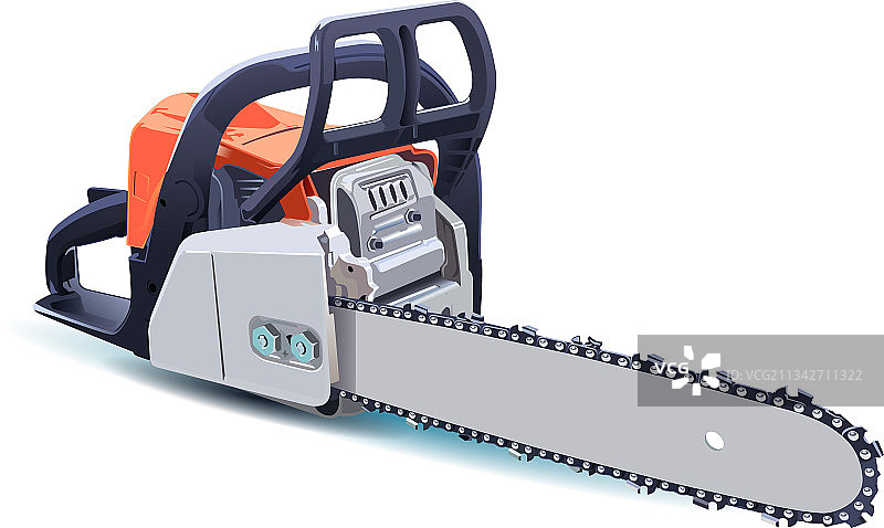 汽油链锯3D图像白色背景隔离图片素材