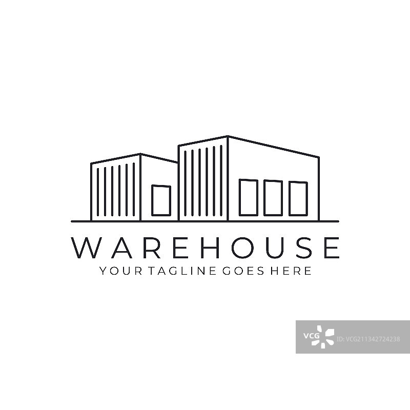 仓库简约线条艺术轮廓图标logo图片素材