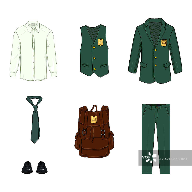 卡通学校制服套装图片素材