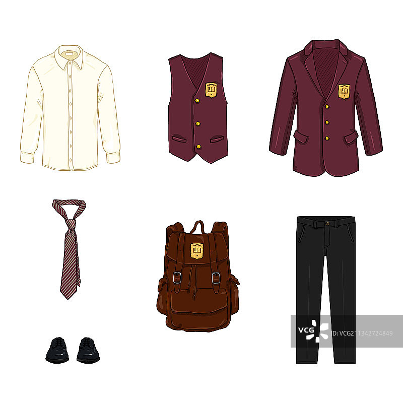 卡通学校制服套装图片素材