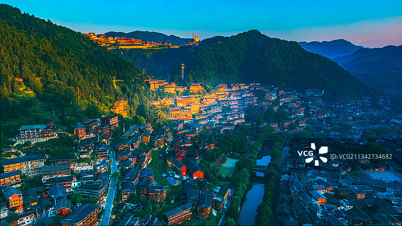 千户苗寨的早晨 贵州凯里图片素材