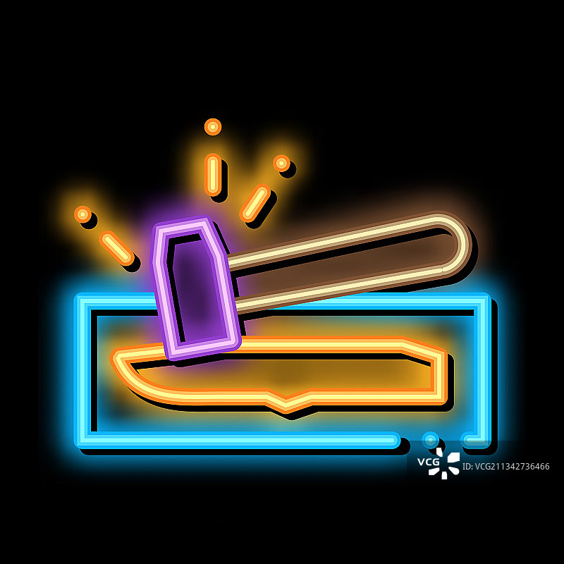 刀锤霓虹灯发光图标图片素材