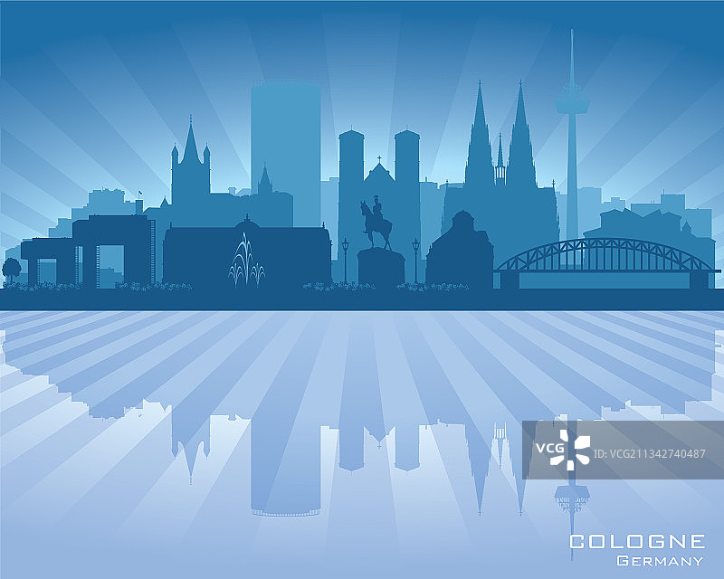 德国科隆城市天际线剪影图片素材