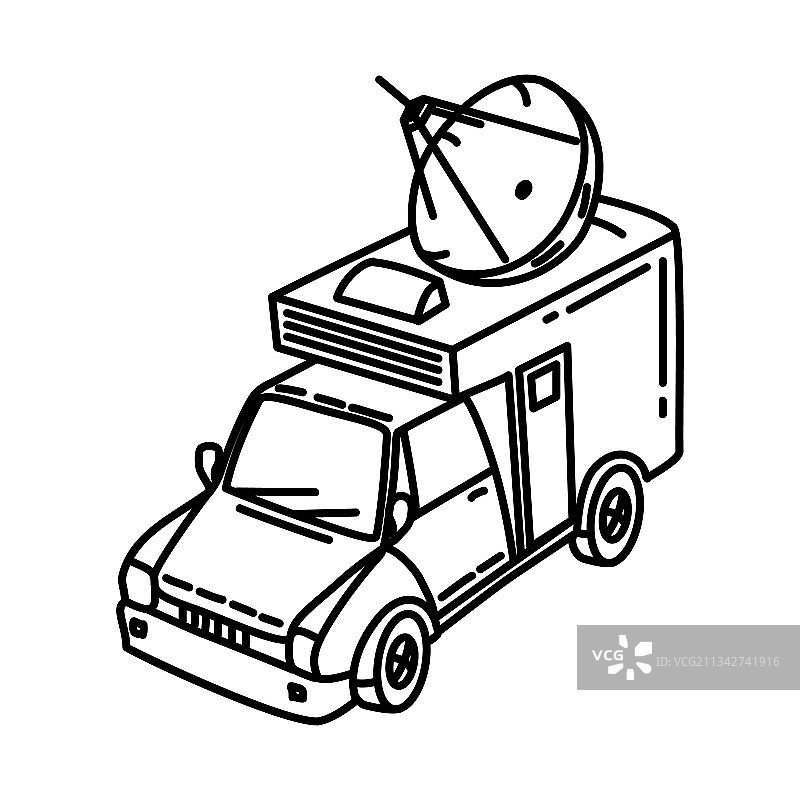 手绘卫星电视车图标图片素材