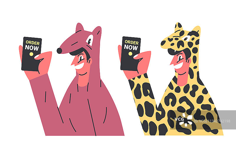 穿着滑稽服装的男人在线订购图片素材