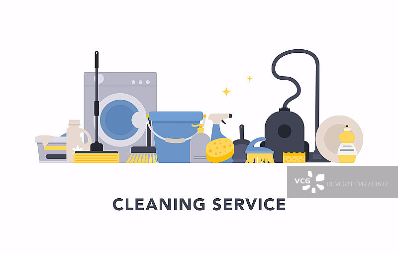 网页横幅清洁服务概念设计图片素材