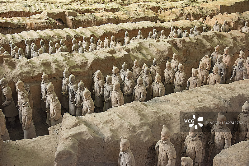 “世界第8大奇迹”、世界最大的地下军事博物馆陕西西安秦兵马俑图片素材