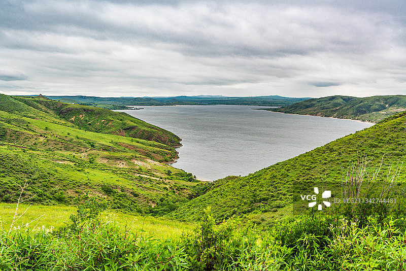 中国内蒙锡林郭勒盟多伦湖草原风景图片素材