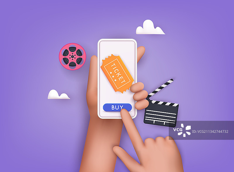 在线电影票订单概念设计图片素材