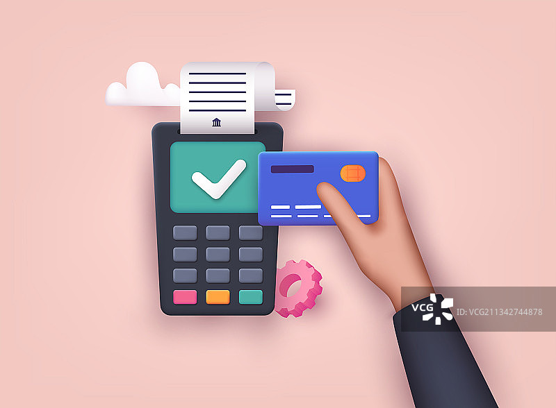 非接触式支付：男性手持信用卡图片素材