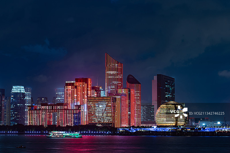 杭州钱江新城灯光秀图片素材