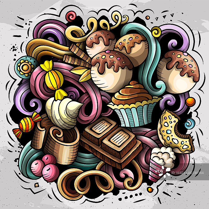 甜点美食涂鸦图片素材