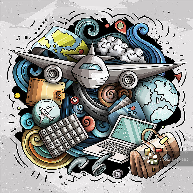 旅行涂鸦图片素材