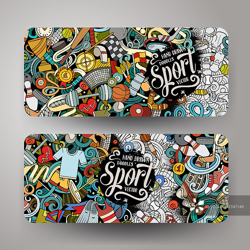 手绘涂鸦风格体育横幅合集图片素材