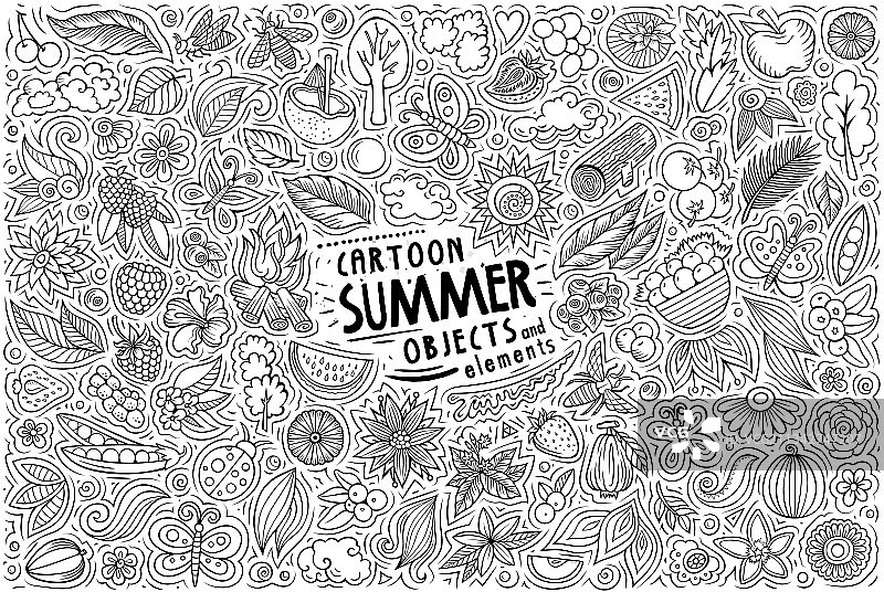 涂鸦卡通夏季自然主题图片素材