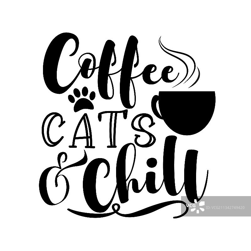 咖啡、猫咪和放松标语图片素材