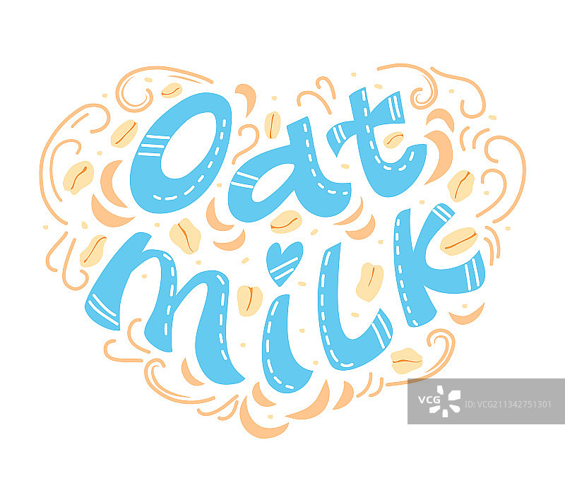 手绘燕麦奶文字图片素材