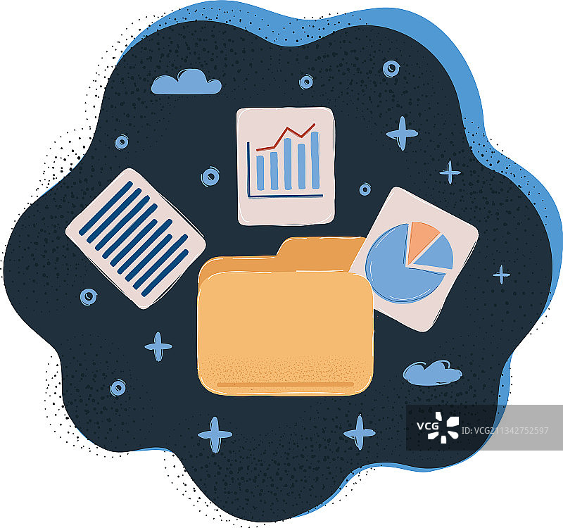 深色背景上的文件夹和文件图片素材