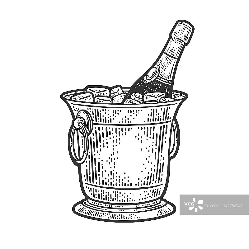 冰桶香槟线描图片素材