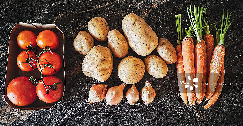 餐桌蔬菜俯视图图片素材