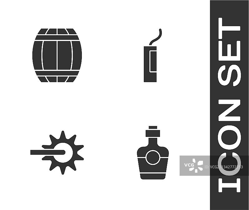 龙舌兰酒瓶火药桶马刺组合图片素材