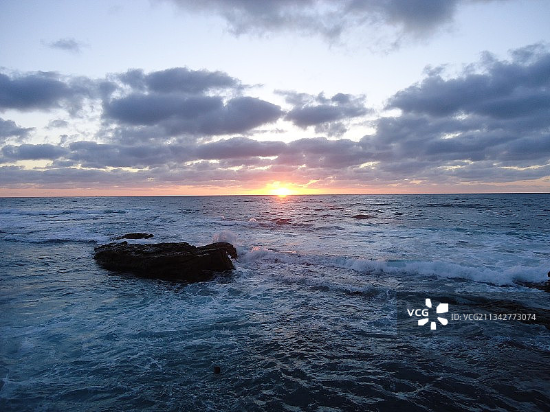 美国拉霍亚日落时分海天一色美景图片素材