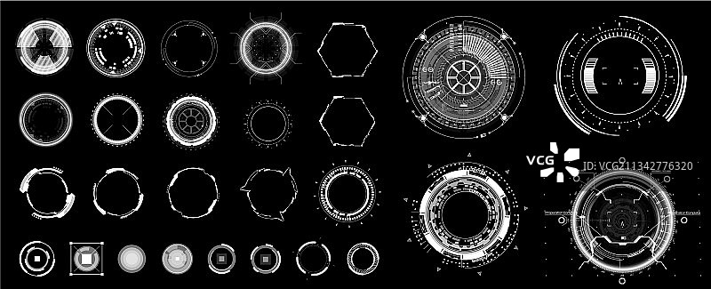 UI UX GUI界面圆形HUD元素图片素材