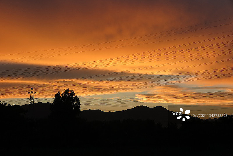 中国北京稻香湖的晚霞图片素材