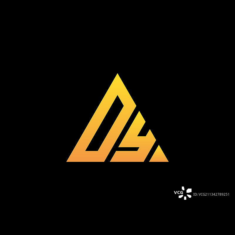 字母O和Y组合的黄色三角形标志图片素材