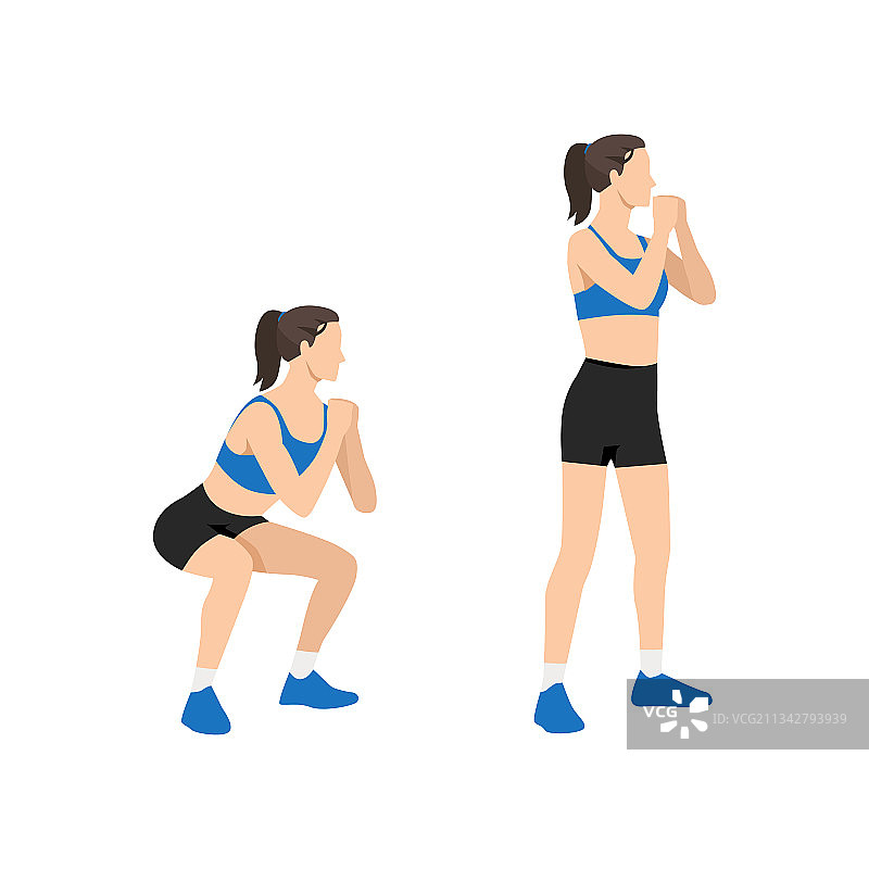 女人做自重深蹲运动图片素材