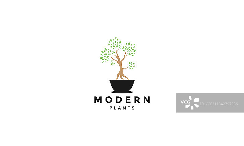 盆景植物彩色logo图标图片素材