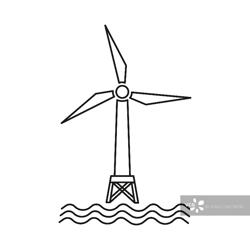 海上风力发电机图标图片素材