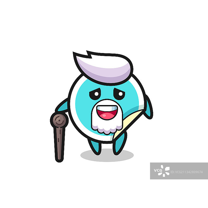 拿着拐杖的可爱爷爷贴纸图片素材