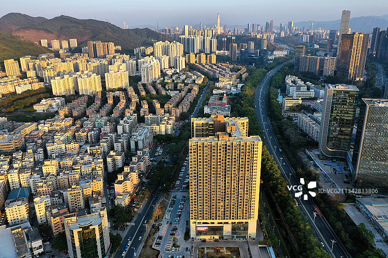 广东省南山区欧洲城大方城航拍图片素材