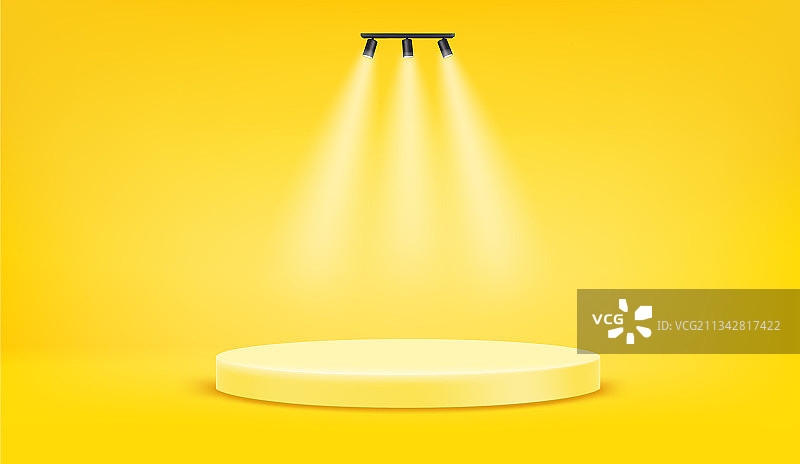 带有聚光灯的明亮黄色场景模板图片素材